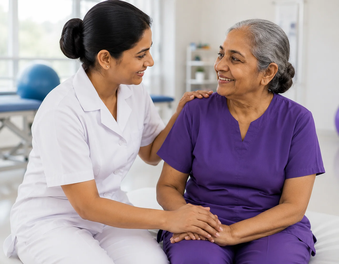 Caregiver supporting a patient at Athma Rehabilitation Centre