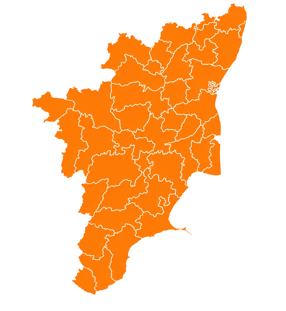 Map of Tamil Nadu highlighting the districts Athma Rehabilitation Centre serves